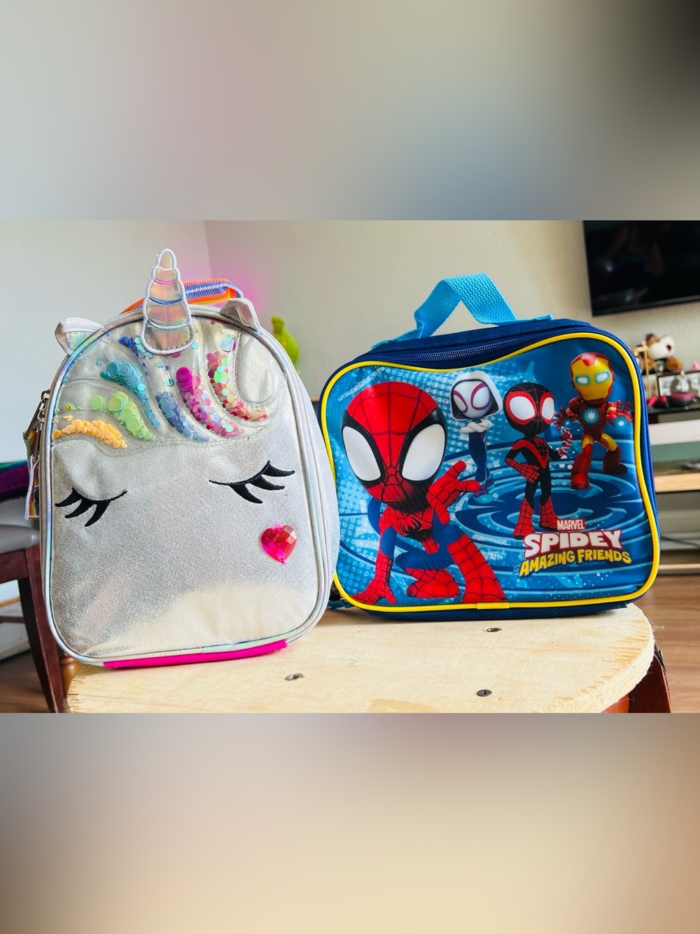 Bundle of 2 Kids Lunch Boxes - Spidey & Unicorn - Brand New No Tags